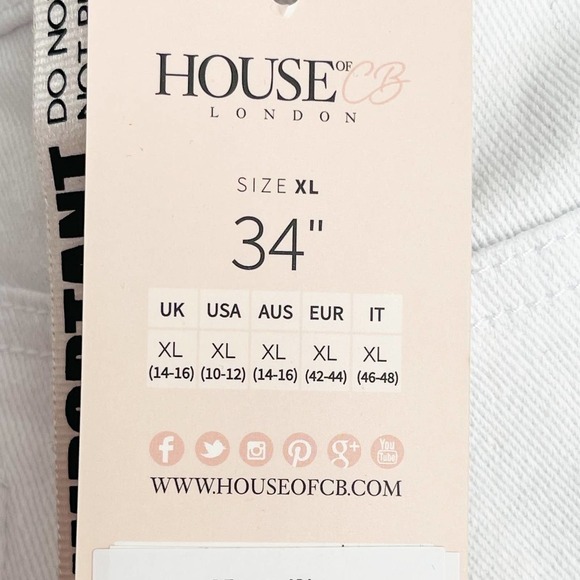 House of CB London Siran Straight Jeans Distressed White Size 34 / 10-12 NWT - Picture 6 of 9